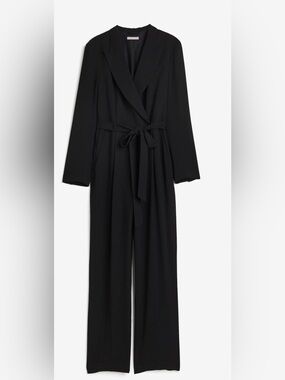 H&M Black Long Sleeve Belted Jumpsuit- BB